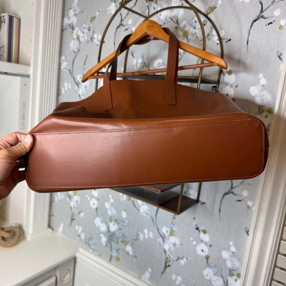 Everlane Day Market Tote Cognac Brown Leather Shoulder Bag Made in Italy